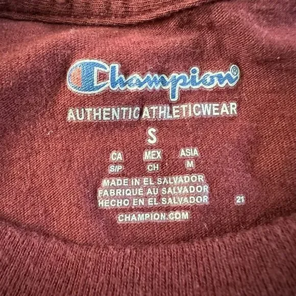 Champion Crew Neck Maroon Short Sleeve T-Shirt | Men Size Small - Picture 4 of 9
